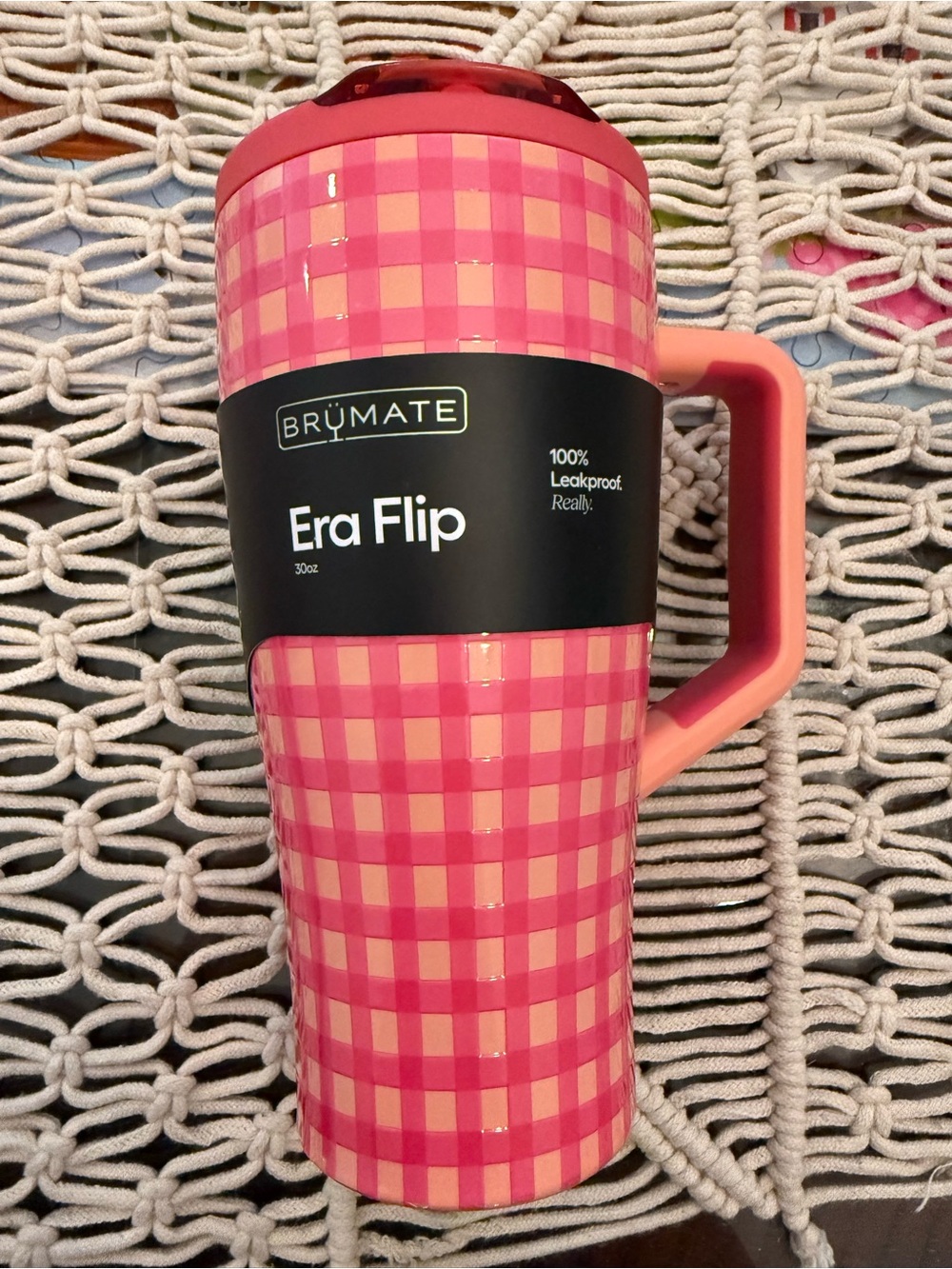 BrüMate Era Flip 30oz Travel Mug - Pink Plaid